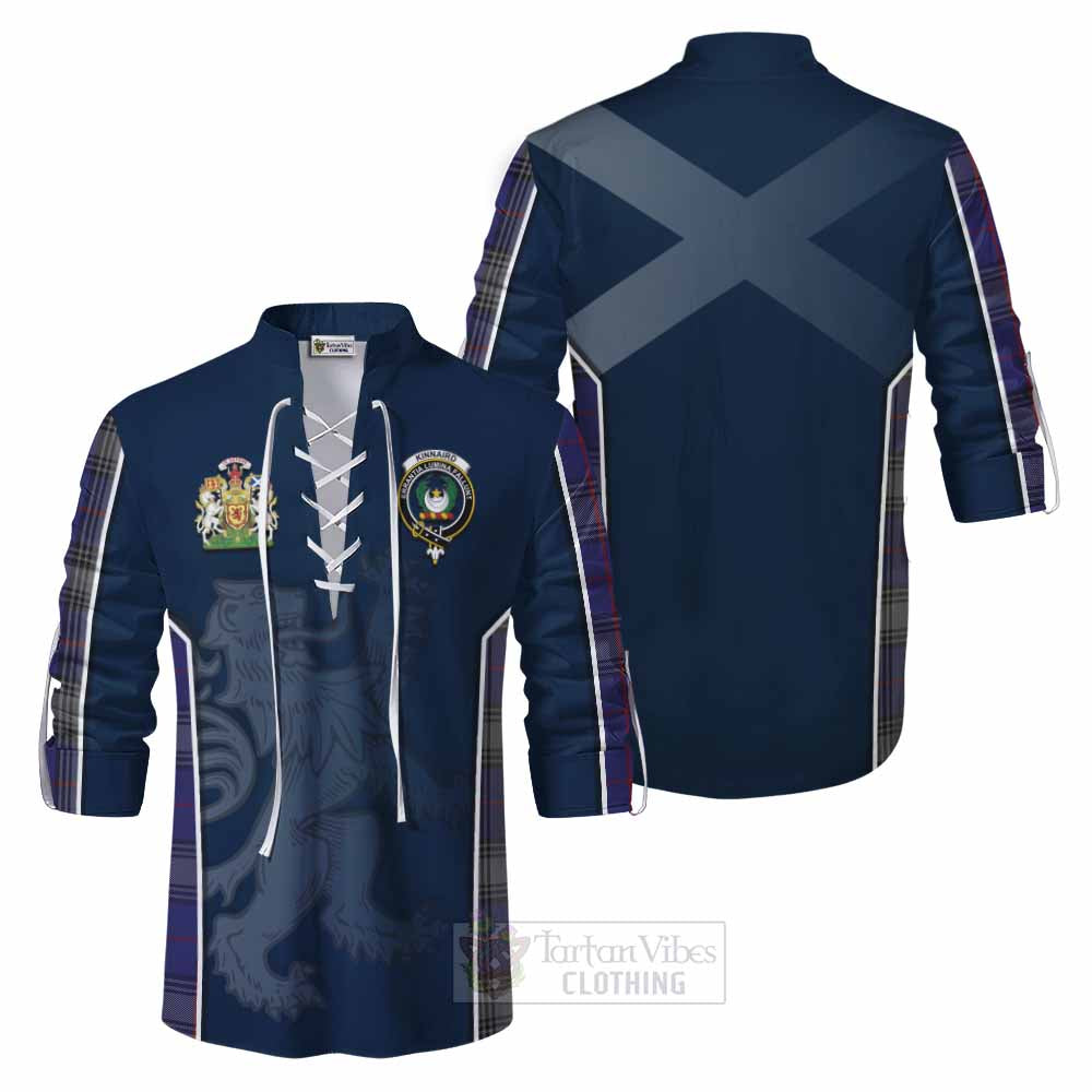 Tartan Vibes Clothing Kinnaird Tartan Ghillie Kilt Shirt with Family Crest and Lion Rampant Vibes Sport Style
