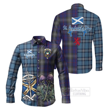 Kinnaird Tartan Long Sleeve Button Shirt Happy St. Andrew's Day Half Tartan Style