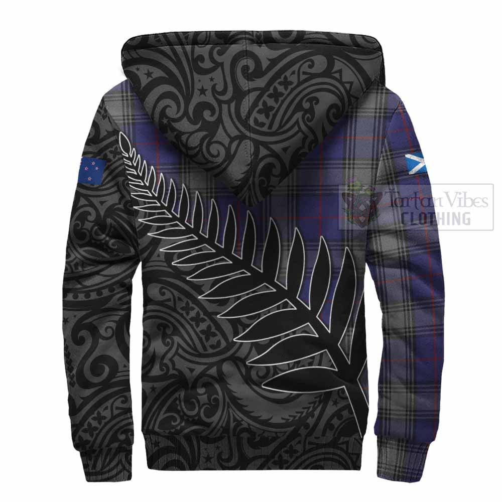 Tartan Vibes Clothing Kinnaird Crest Tartan Sherpa Hoodie with New Zealand Silver Fern Half Style