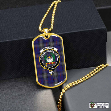 Tartan Vibes Clothing Kinnaird Tartan Dog Tag Necklace with Family Crest