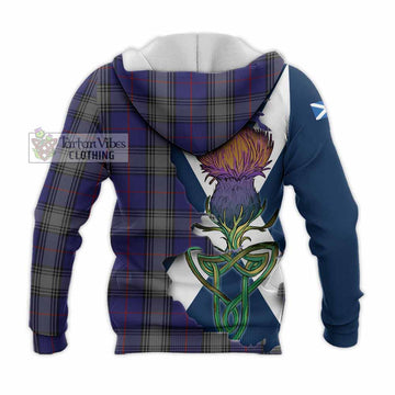 Kinnaird Tartan Family Crest Knitted Hoodie Scottish Thistle Celtic Inspired