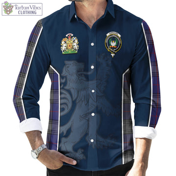 Kinnaird Tartan Long Sleeve Button Up Shirt with Family Crest and Lion Rampant Vibes Sport Style