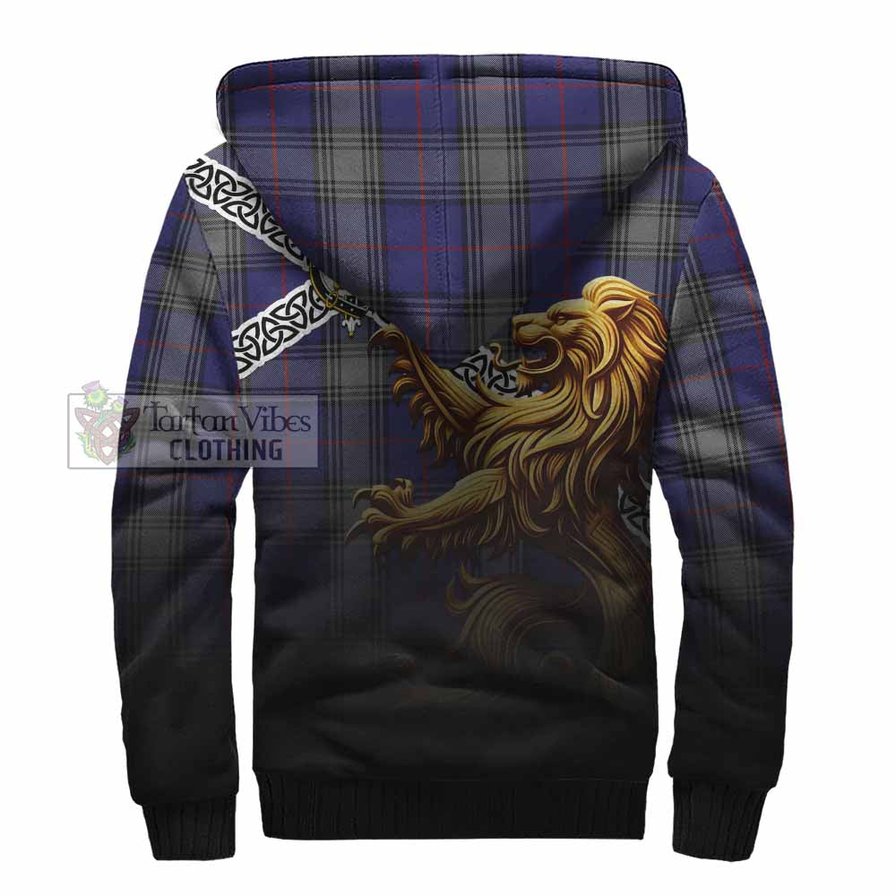 Tartan Vibes Clothing Kinnaird Crest Tartan Sherpa Hoodie with Golden Lion Emblem Celtic Style