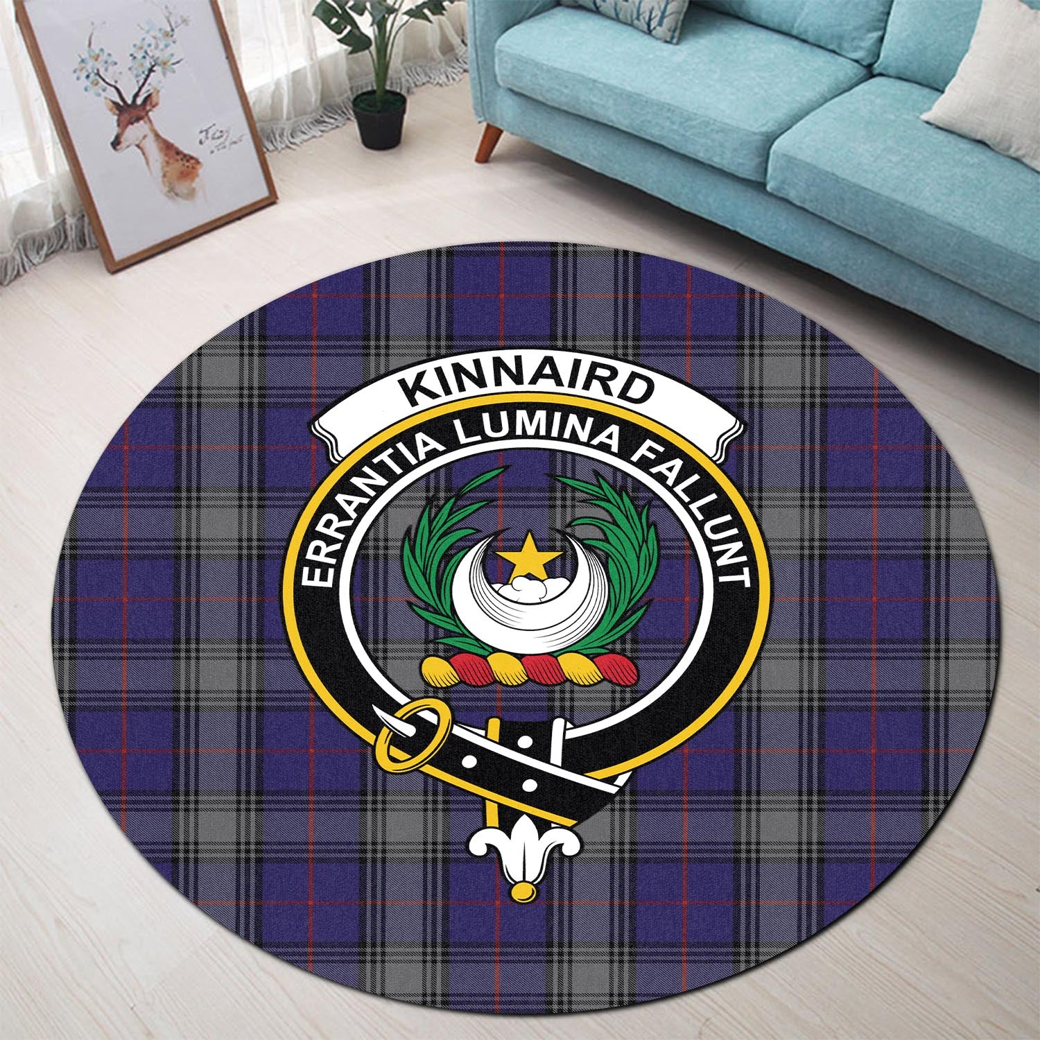 kinnaird-tartan-round-rug-with-family-crest