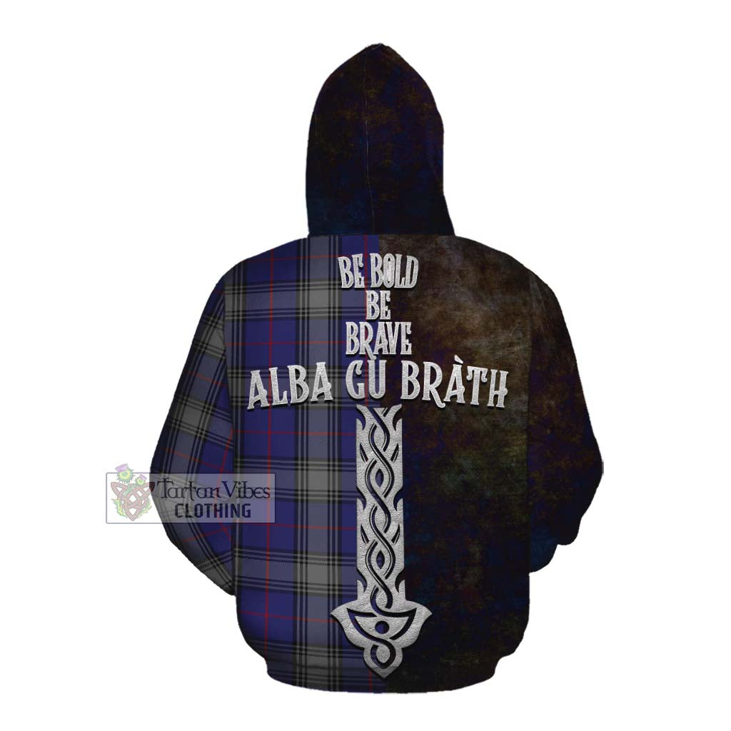 Tartan Vibes Clothing Kinnaird Tartan Family Crest Cotton Hoodie Alba Gu Brath Be Brave Lion Ancient Style