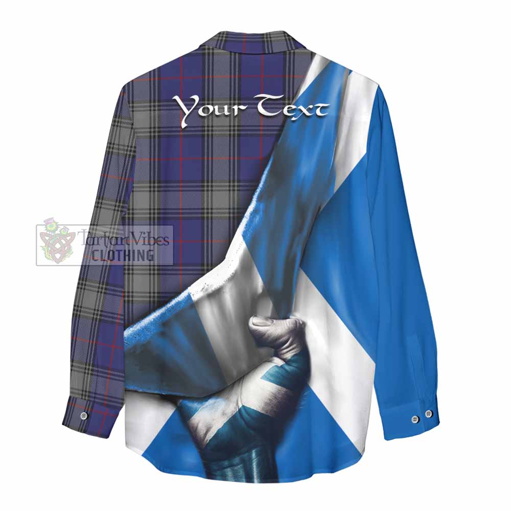 Tartan Vibes Clothing Kinnaird Tartan Women's Casual Shirt with Family Crest Scotland Patriotic Style