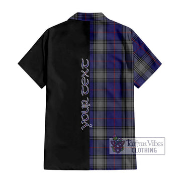 Kinnaird Tartan Short Sleeve Button Shirt with Family Crest and Half Of Me Style - Tartanvibesclothing Shop