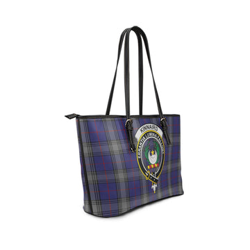 Kinnaird Tartan Leather Tote Bag with Family Crest