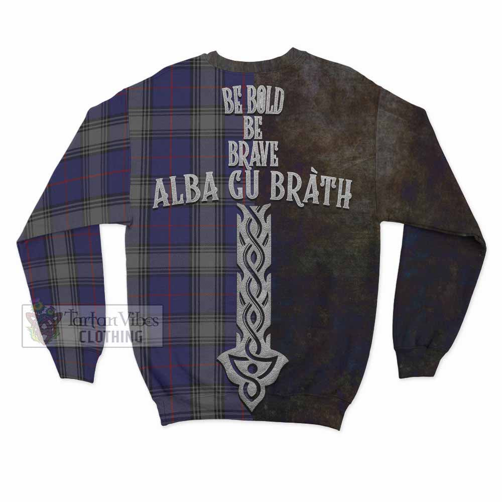 Tartan Vibes Clothing Kinnaird Tartan Family Crest Sweatshirt Alba Gu Brath Be Brave Lion Ancient Style