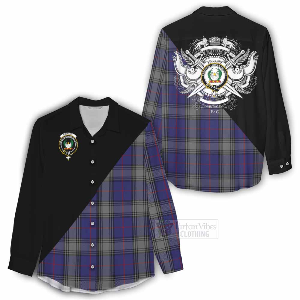 Tartan Vibes Clothing Kinnaird Tartan Women's Casual Shirt with Family Crest and Military Logo Style