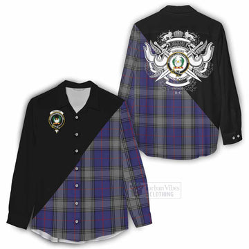 Tartan Vibes Clothing Kinnaird Tartan Women's Casual Shirt with Family Crest and Military Logo Style
