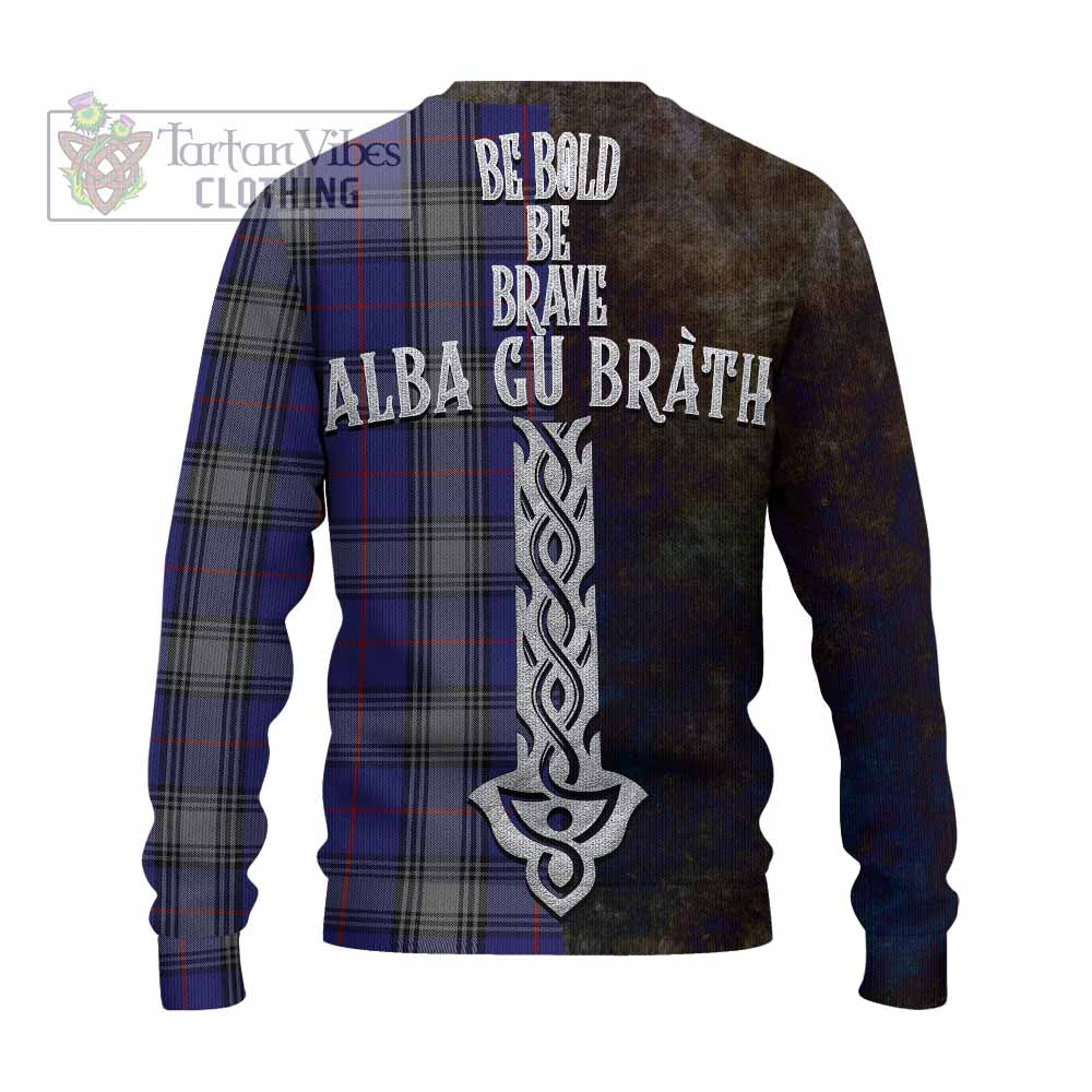 Tartan Vibes Clothing Kinnaird Tartan Family Crest Knitted Sweater Alba Gu Brath Be Brave Lion Ancient Style