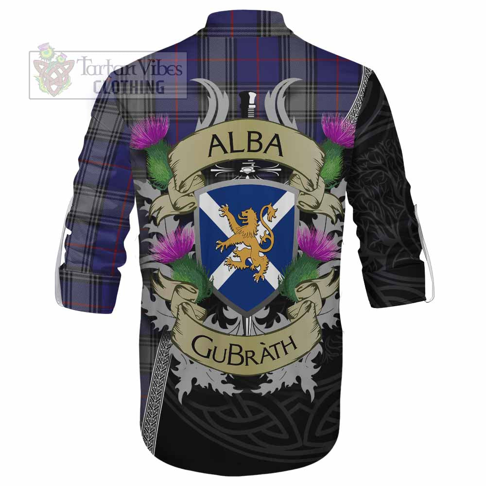 Tartan Vibes Clothing Kinnaird Tartan Family Crest Ghillie Kilt Shirt Lion Rampant Royal Thistle Shield Celtic Inspired