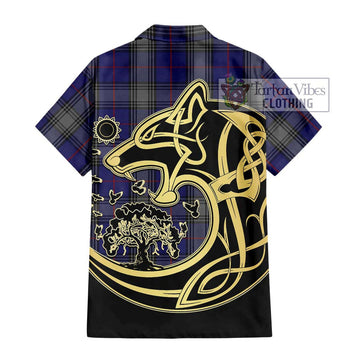 Kinnaird Tartan Hawaiian Shirt with Family Crest Celtic Wolf Style