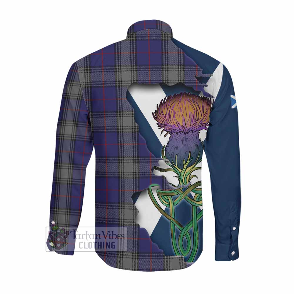Tartan Vibes Clothing Kinnaird Tartan Family Crest Long Sleeve Button Shirt Scottish Thistle Celtic Inspired