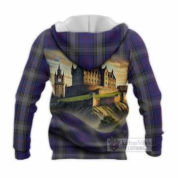 Tartan Vibes Clothing Kinnaird Tartan Family Crest Knitted Hoodie with Scottish Ancient Castle Style