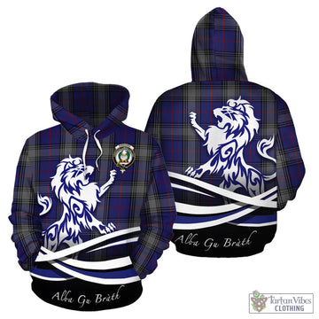 Kinnaird Tartan Hoodie with Alba Gu Brath Regal Lion Emblem