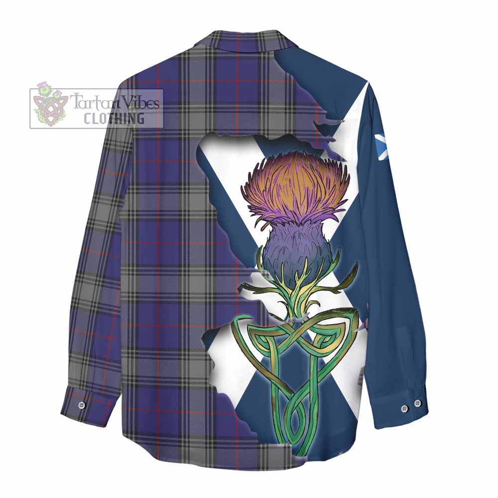 Tartan Vibes Clothing Kinnaird Tartan Family Crest Women's Casual Shirt Scottish Thistle Celtic Inspired