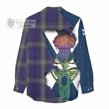 Tartan Vibes Clothing Kinnaird Tartan Family Crest Women's Casual Shirt Scottish Thistle Celtic Inspired