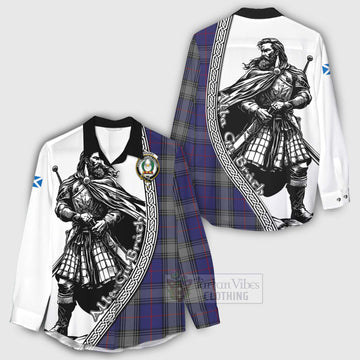 Tartan Vibes Clothing Kinnaird Tartan Clan Crest Women's Casual Shirt with Highlander Warrior Celtic Style