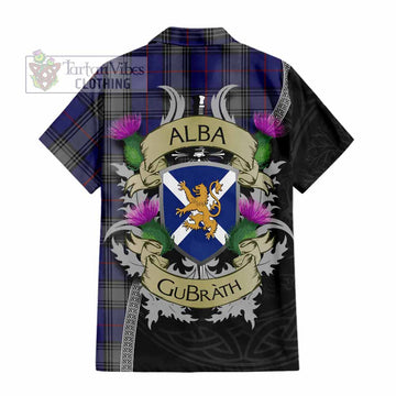Tartan Vibes Clothing Kinnaird Tartan Family Crest Short Sleeve Button Shirt Lion Rampant Royal Thistle Shield Celtic Inspired