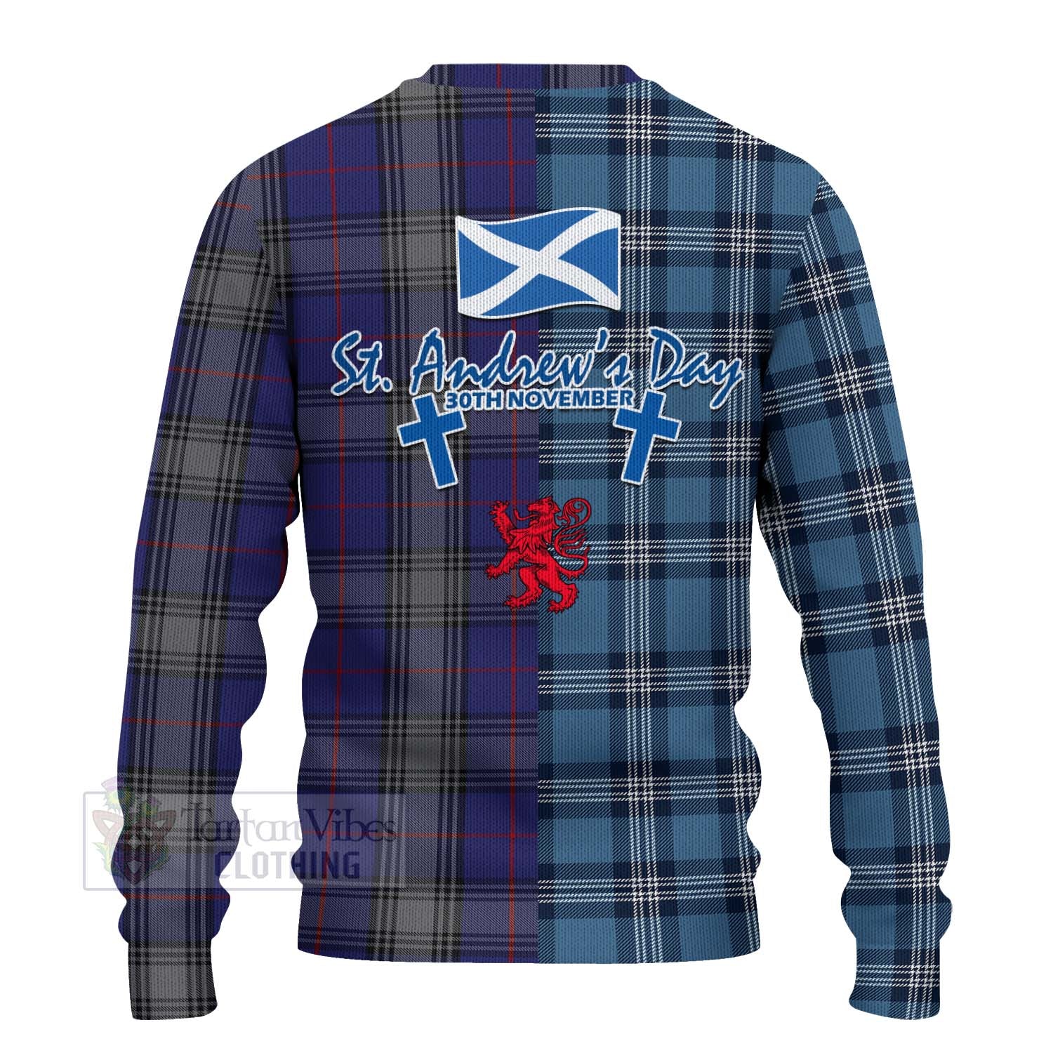 Tartan Vibes Clothing Kinnaird Tartan Knitted Sweater Happy St. Andrew's Day Half Tartan Style