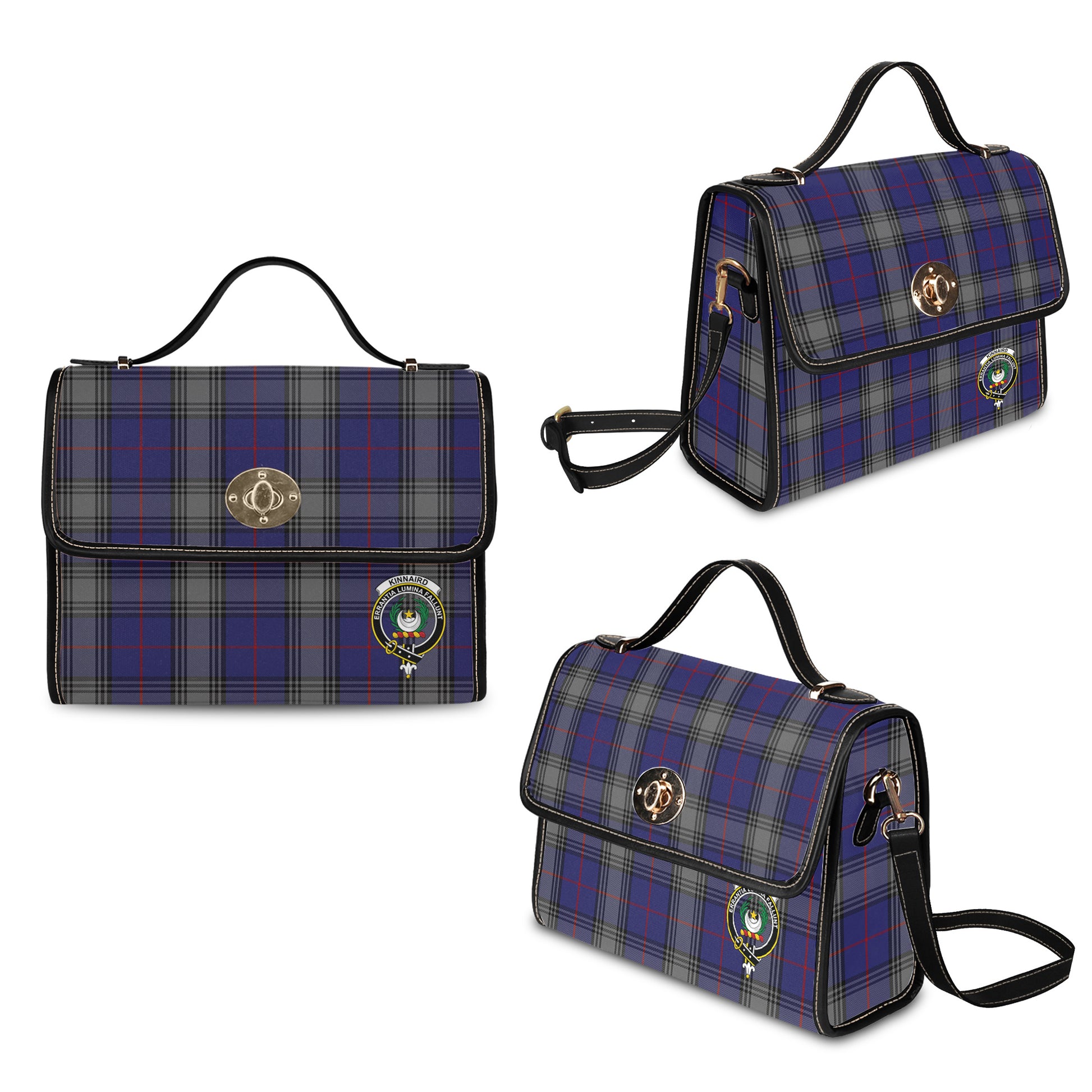 kinnaird-tartan-leather-strap-waterproof-canvas-bag-with-family-crest