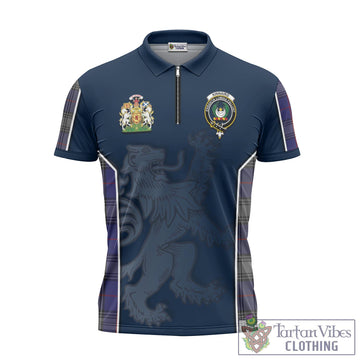 Kinnaird Tartan Zipper Polo Shirt with Family Crest and Lion Rampant Vibes Sport Style