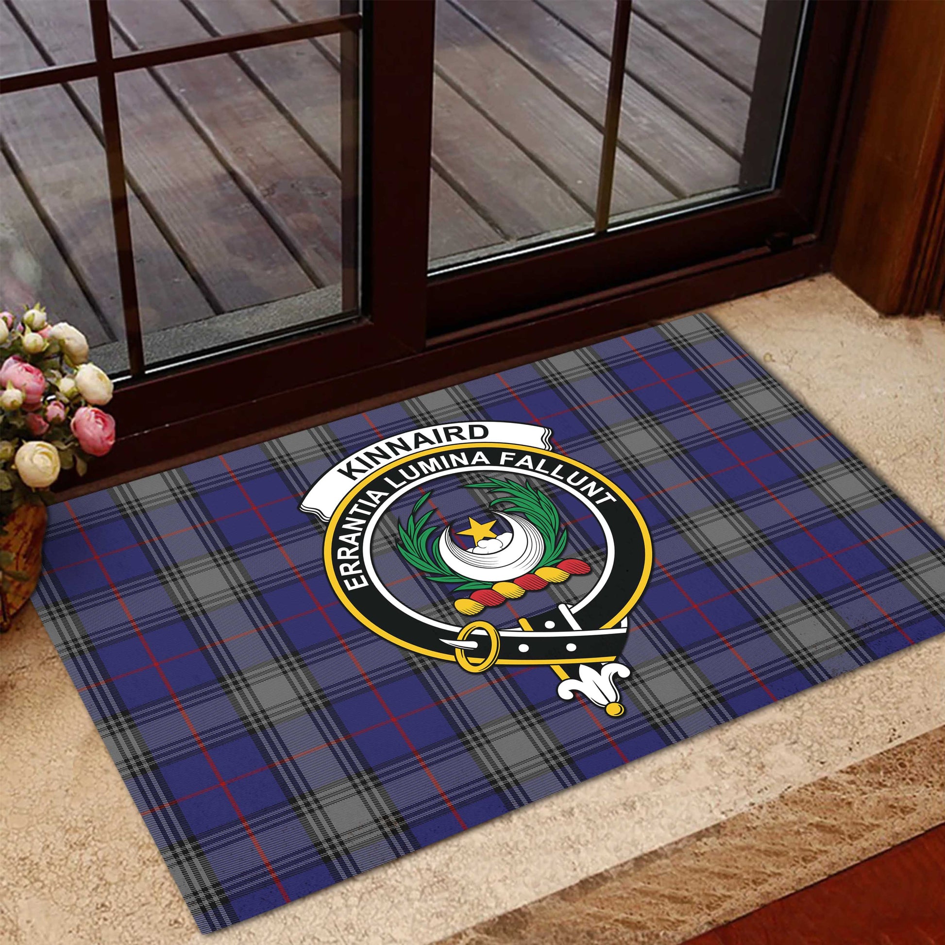 Kinnaird Tartan Door Mat with Family Crest - Tartanvibesclothing