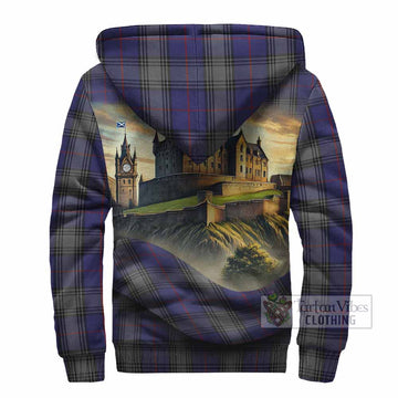 Tartan Vibes Clothing Kinnaird Tartan Family Crest Sherpa Hoodie with Scottish Ancient Castle Style