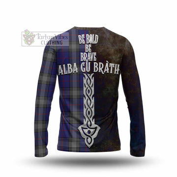 Kinnaird Tartan Family Crest Long Sleeve T-Shirt Alba Gu Brath Be Brave Lion Ancient Style