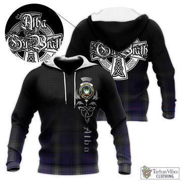 Kinnaird Tartan Knitted Hoodie Featuring Alba Gu Brath Family Crest Celtic Inspired