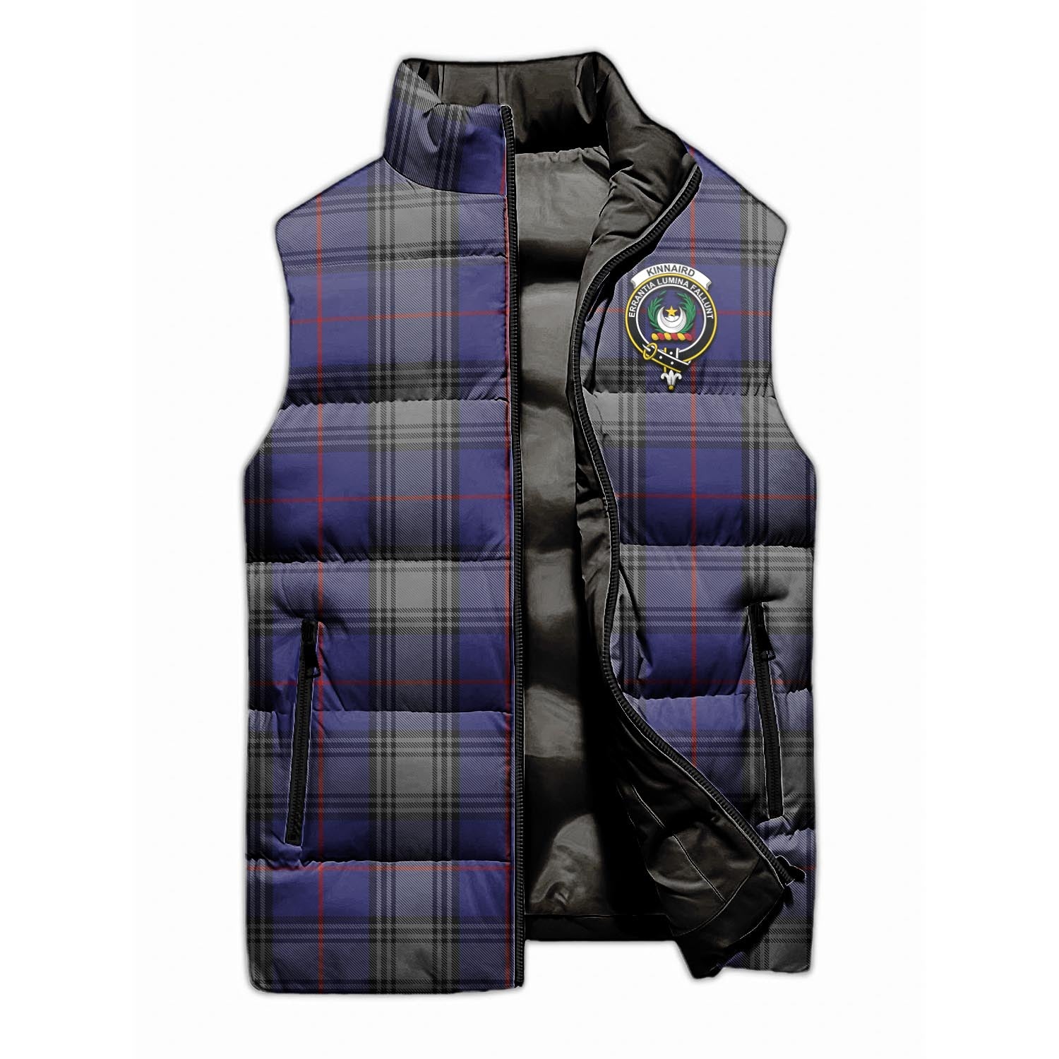 Kinnaird Tartan Sleeveless Puffer Jacket with Family Crest - Tartanvibesclothing