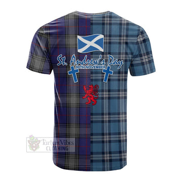 Tartan Vibes Clothing Kinnaird Tartan Cotton T-shirt Happy St. Andrew's Day Half Tartan Style