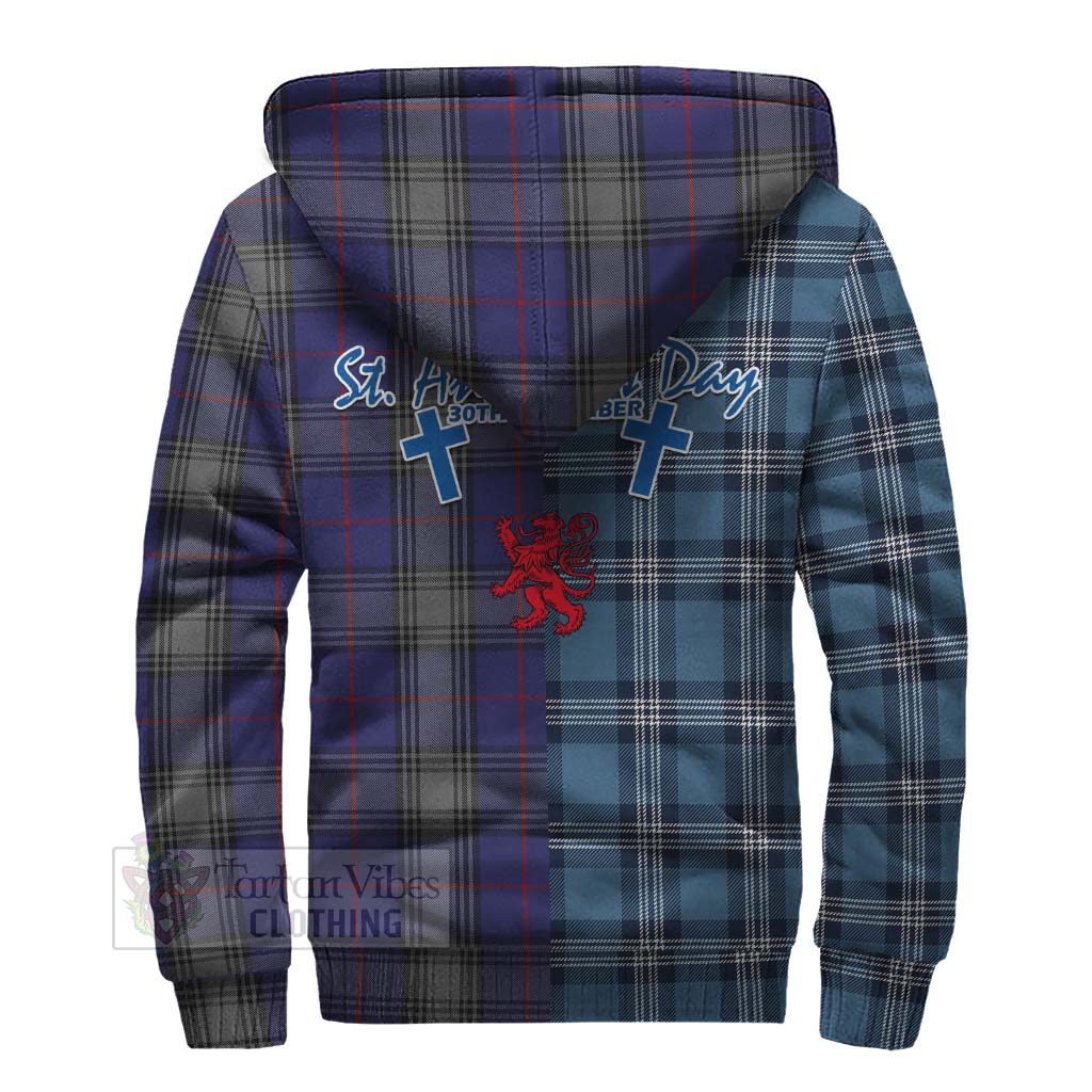 Tartan Vibes Clothing Kinnaird Tartan Sherpa Hoodie Happy St. Andrew's Day Half Tartan Style