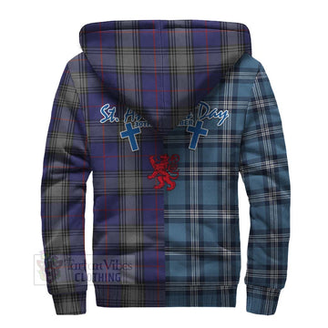 Kinnaird Tartan Sherpa Hoodie Happy St. Andrew's Day Half Tartan Style