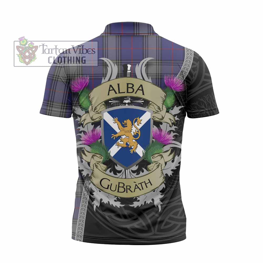 Tartan Vibes Clothing Kinnaird Tartan Family Crest Zipper Polo Shirt Lion Rampant Royal Thistle Shield Celtic Inspired