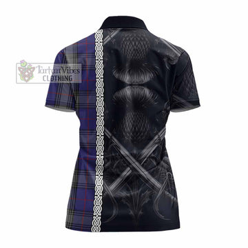 Tartan Vibes Clothing Kinnaird Tartan Women's Polo Shirt with Family Crest Cross Sword Thistle Celtic Vibes