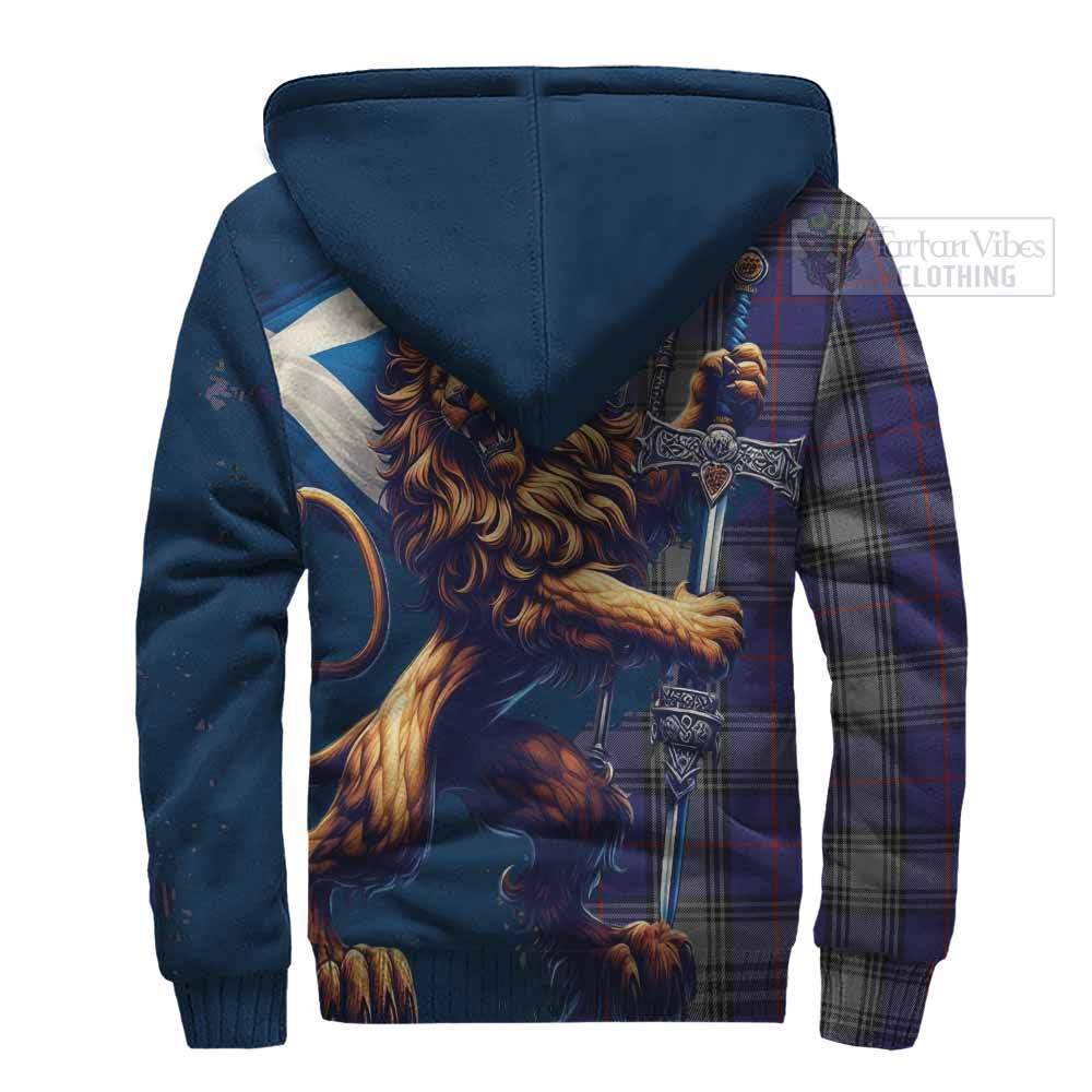 Tartan Vibes Clothing Kinnaird Tartan Family Crest Sherpa Hoodie with Scottish Majestic Lion