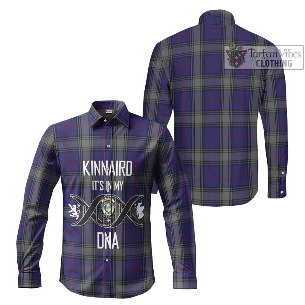 Kinnaird Tartan Long Sleeve Button Shirt with Family Crest DNA In Me Style Men's Shirt - Tartanvibesclothing Shop