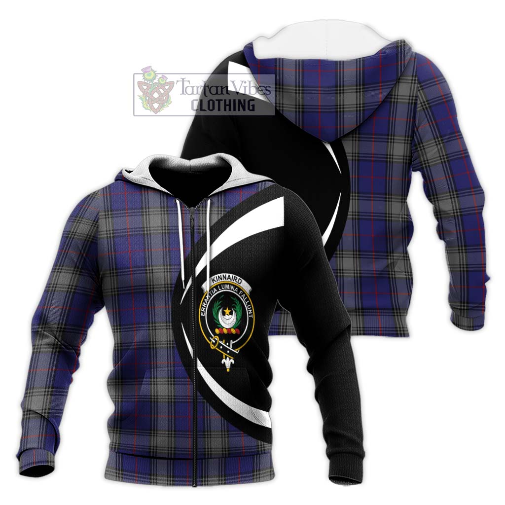 Kinnaird Tartan Knitted Hoodie with Family Crest Circle Style Unisex Knitted Zip Hoodie - Tartan Vibes Clothing