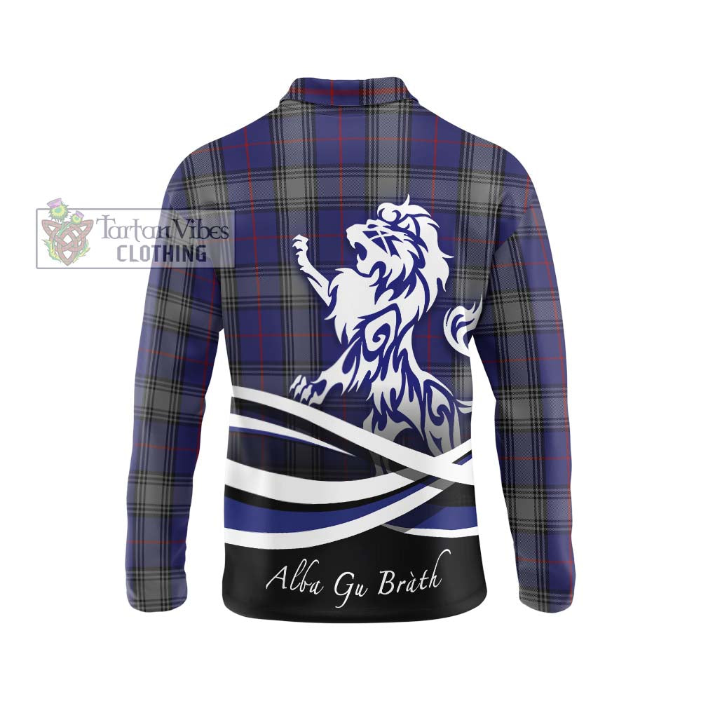 Kinnaird Tartan Long Sleeve Polo Shirt with Alba Gu Brath Regal Lion Emblem - Tartanvibesclothing Shop