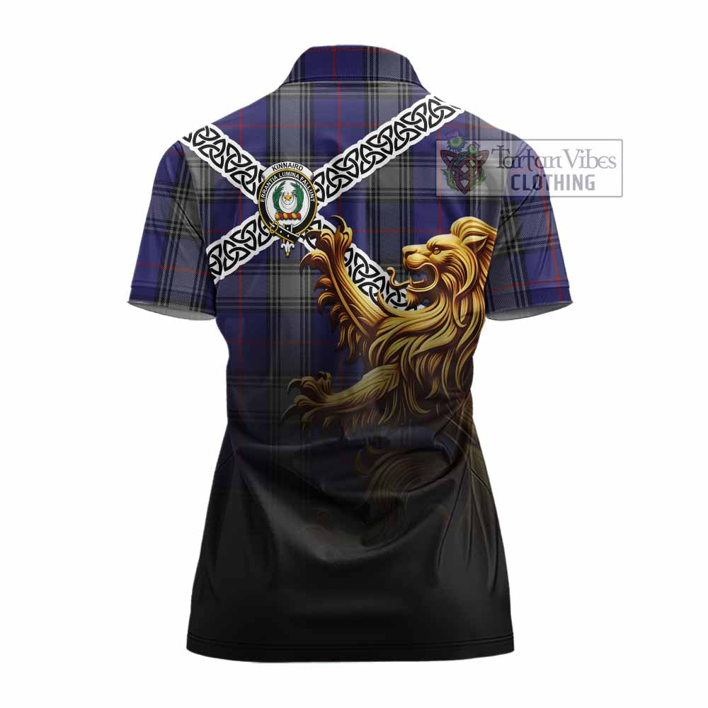 Tartan Vibes Clothing Kinnaird Crest Tartan Women's Polo Shirt with Golden Lion Emblem Celtic Style