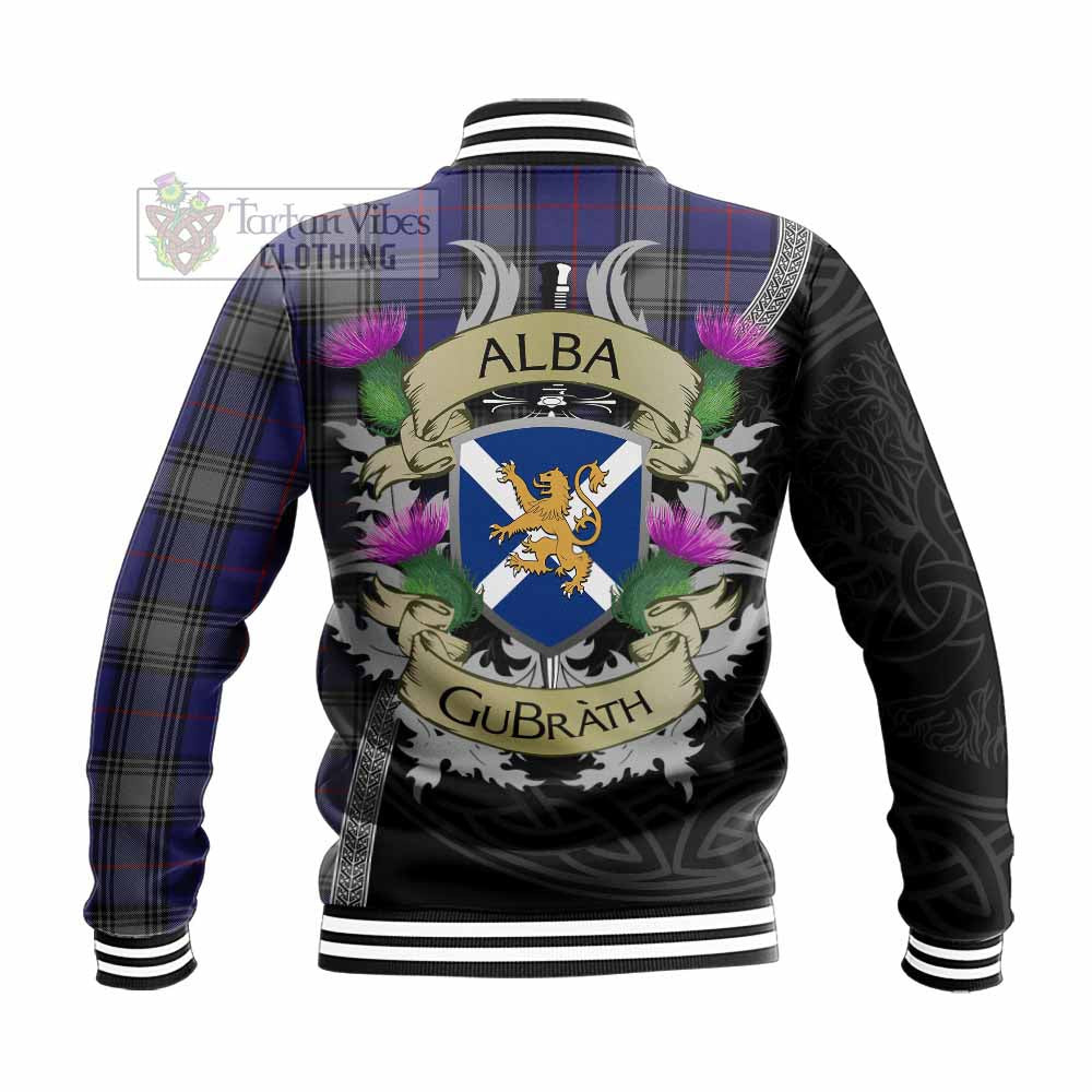 Tartan Vibes Clothing Kinnaird Tartan Family Crest Baseball Jacket Lion Rampant Royal Thistle Shield Celtic Inspired