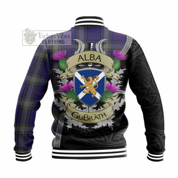 Kinnaird Tartan Family Crest Baseball Jacket Lion Rampant Royal Thistle Shield Celtic Inspired
