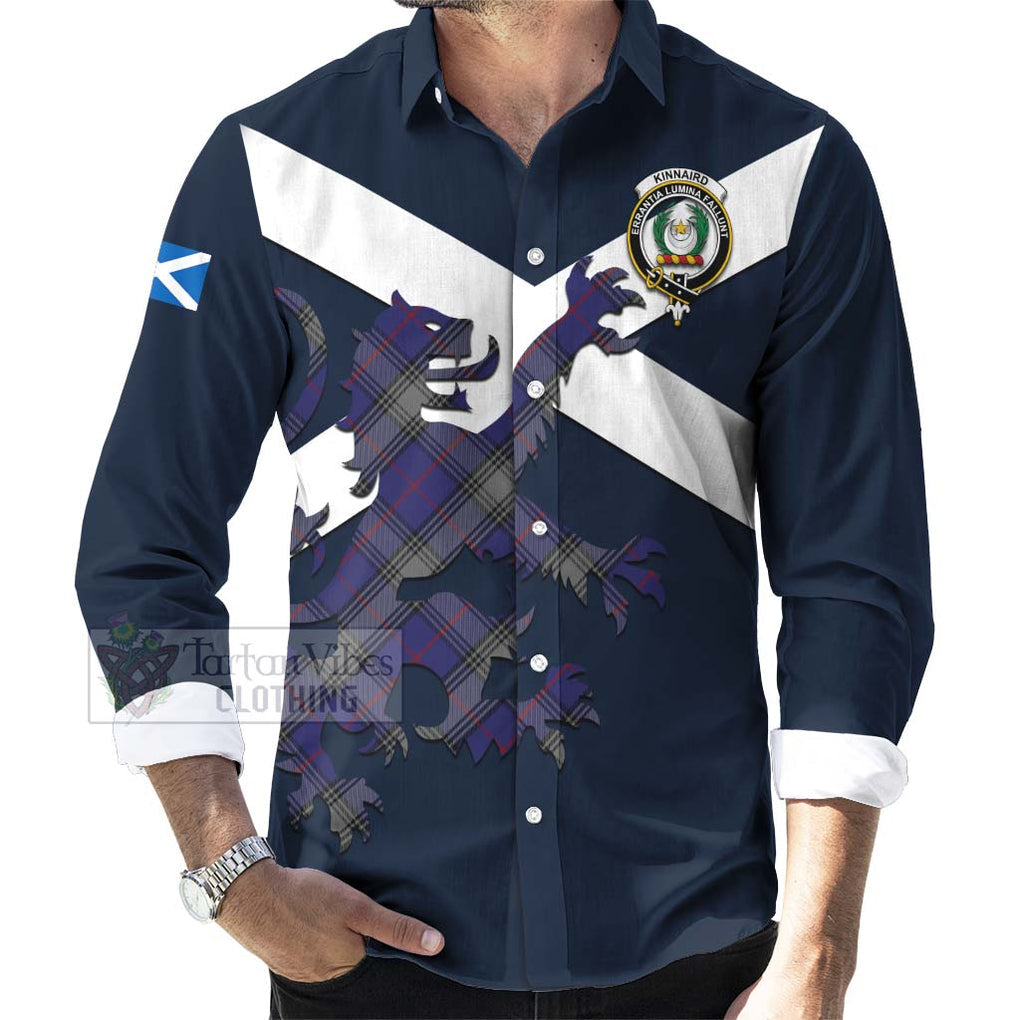 Tartan Vibes Clothing Kinnaird Tartan Lion Rampant Long Sleeve Button Shirt – Proudly Display Your Heritage with Alba Gu Brath and Clan Name
