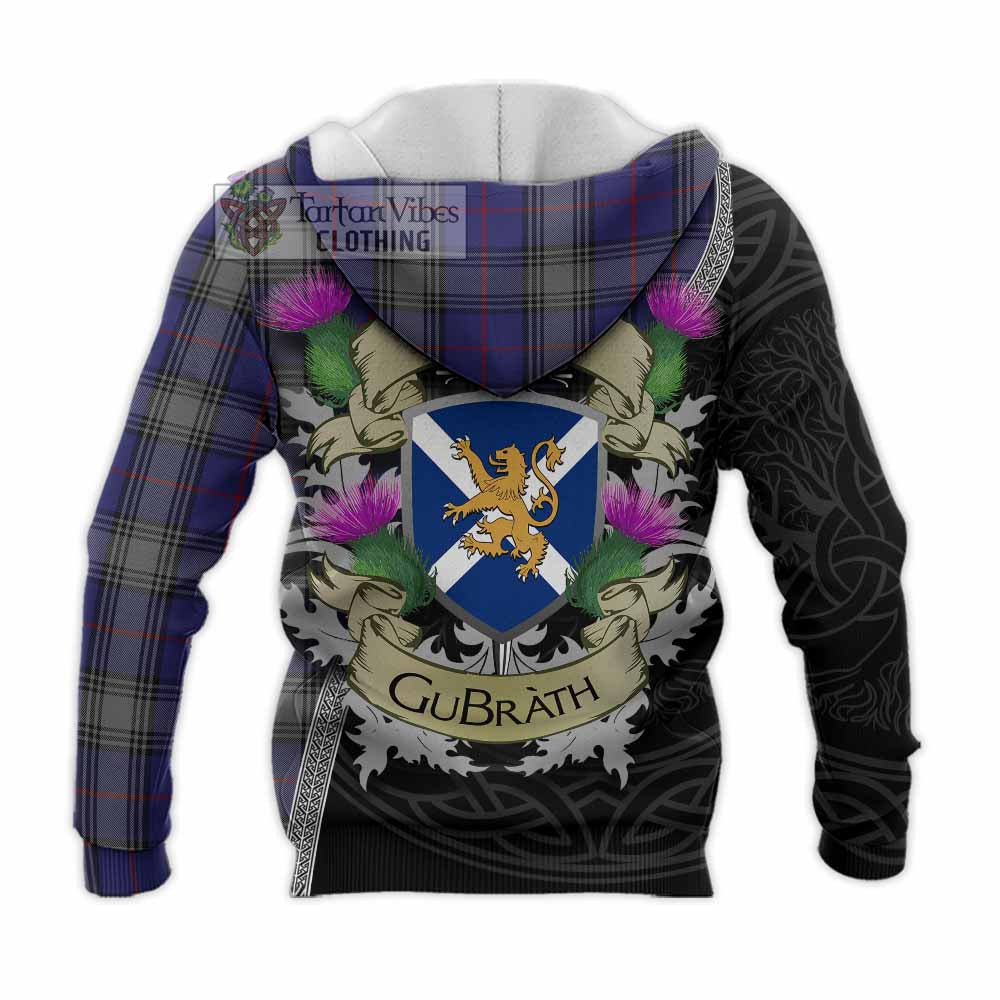 Tartan Vibes Clothing Kinnaird Tartan Family Crest Knitted Hoodie Lion Rampant Royal Thistle Shield Celtic Inspired