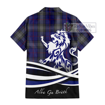 Kinnaird Tartan Short Sleeve Button Shirt with Alba Gu Brath Regal Lion Emblem - Tartanvibesclothing Shop