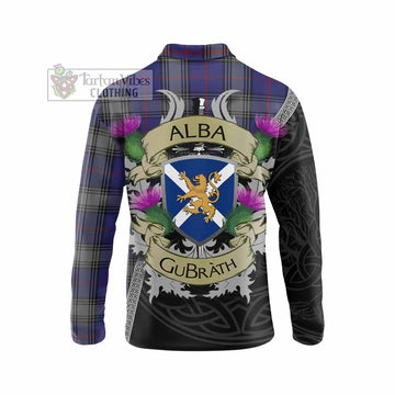 Tartan Vibes Clothing Kinnaird Tartan Family Crest Long Sleeve Polo Shirt Lion Rampant Royal Thistle Shield Celtic Inspired