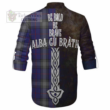 Kinnaird Tartan Family Crest Ghillie Kilt Shirt Alba Gu Brath Be Brave Lion Ancient Style